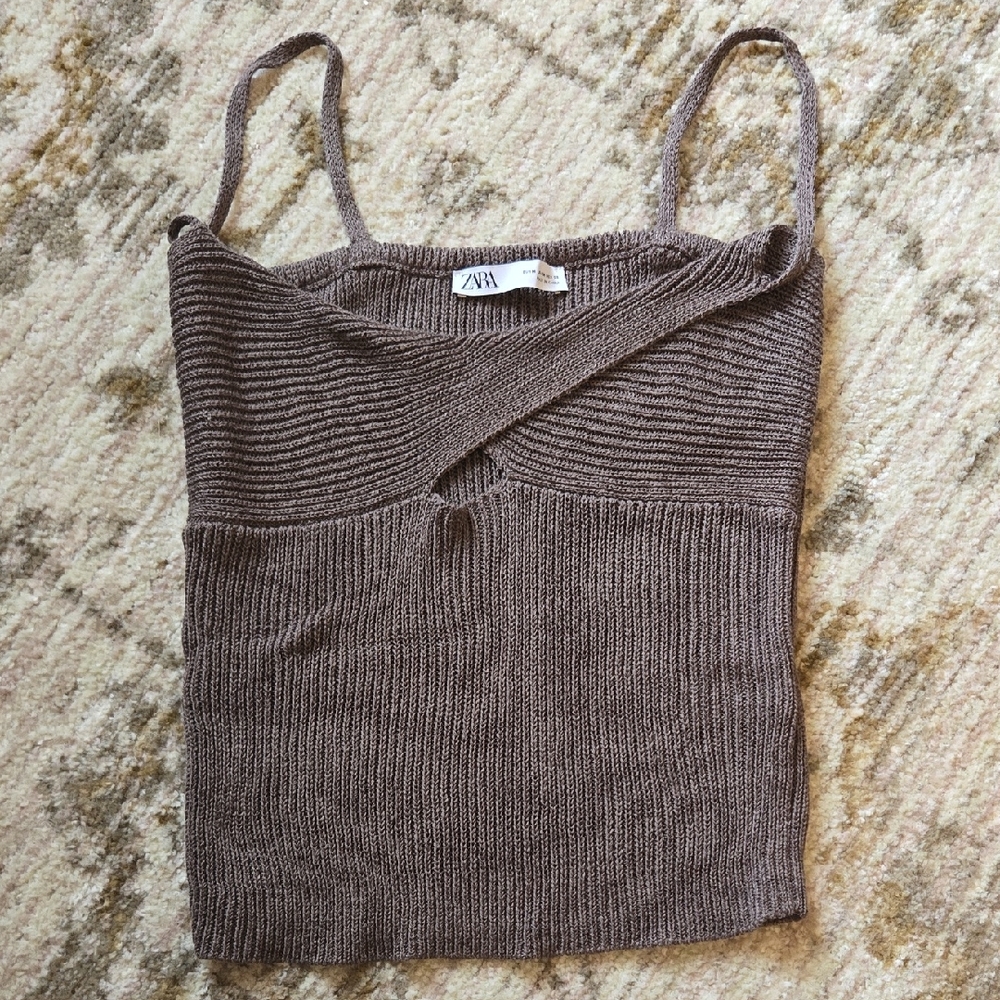 Zara Taupe Knit Camisole Top